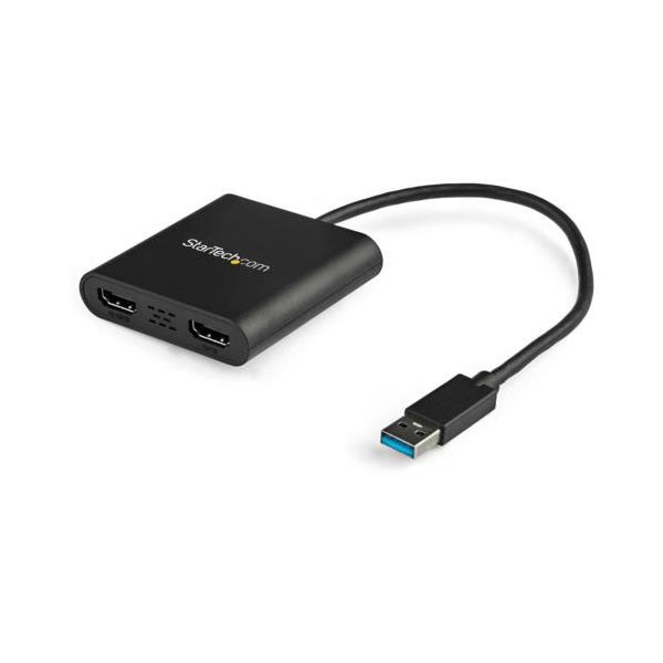 StarTech.com USB3.0接続2ポートHDMIアダプタ 4K／30Hz対応 USB A（オス）-HDMI（メス）x2ブラック USB32HD2 1個
