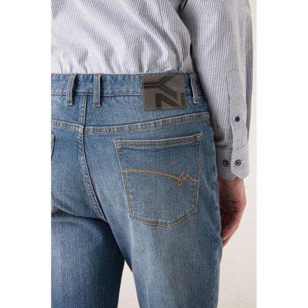 シャツ ストレッチ ブルー ウォッシング デニム パンツ