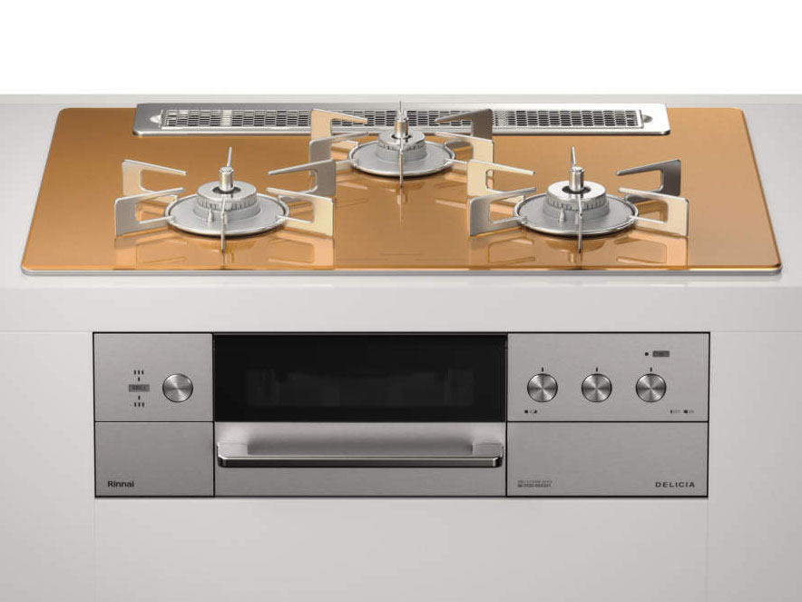 ビルトインコンロ DELICIA デリシア 3口 3V乾電池タイプ シンプルタイプ プロパンガス 75cm LPG スパークリングカッパー RHS71W30E12RCASTW-LPG