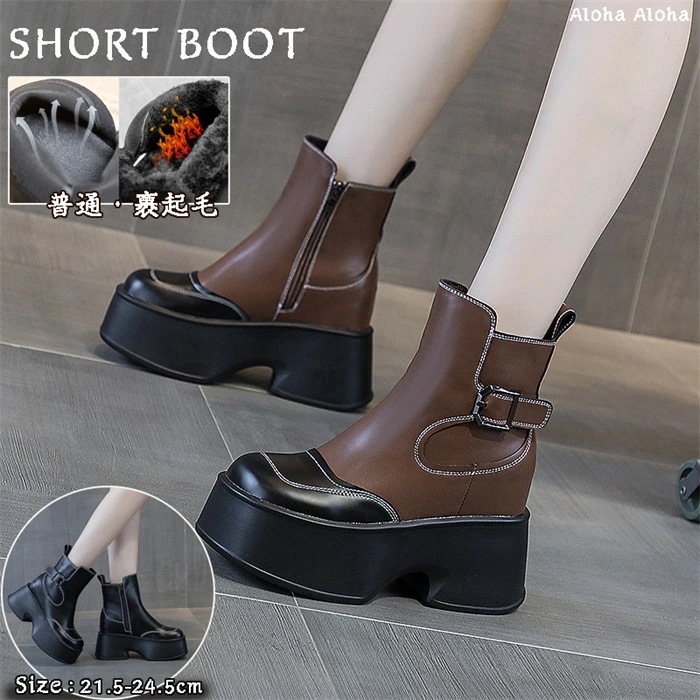 ショートブーツ レディース 超厚底 滑らない歩きやすい ブーツ 裹起毛 ブーティ 太ヒール ぺたんこ 通勤 美脚 痛くない レザー 靴 軽量 秋冬 スエード 春夏 カジュアルシューズ 厚底