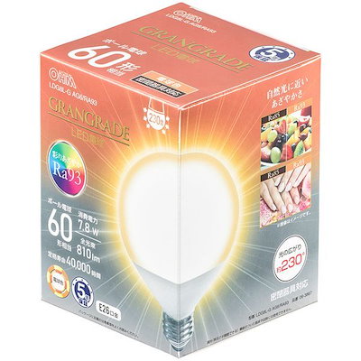 他サイト： LDG8L-G AG6/RA93 [LED電球 ボール電球形 E26 60形相当 電球色]の商品画像