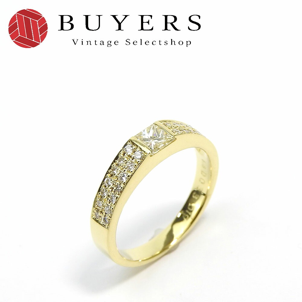 中古 K18YG 指輪 リング 日本サイズ約11号 イエローゴールド 約3.7g ダイヤモンド 0.33ct/0.19ct 小物 アクセサリー ジュエリー レディース 女性 jewelry Acces