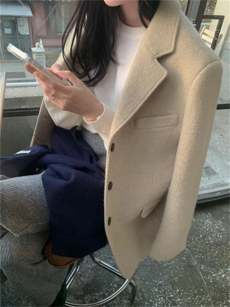 INSスタイル 冬着 ウール素材 ルーズコート 日常使いに便利