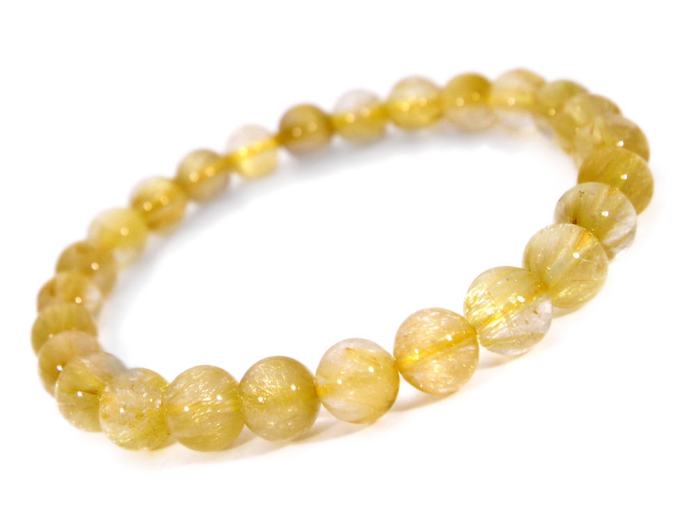 「1点もの 現品」 ラビットヘアー ゴールドルチルクォーツ ルチルクォーツ ブレスレット 7.3mm パワーストーン ブレスレット メンズ レディース 天然石 数珠 アクセサリー メン h926-yu