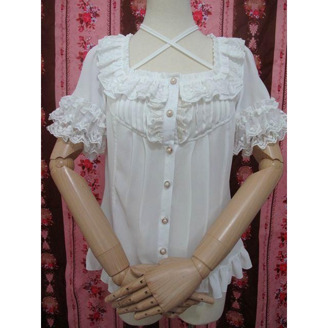 ロリータ シフォンブラウス 春夏秋 レディース 半袖 可愛い ゆめかわいい ゴスロリ 白 黒 XS - 2XL