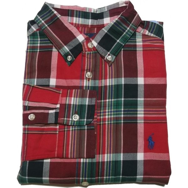 ボーイズサイズ 長袖 ボタンダウンシャツ レッド boys PR2-939