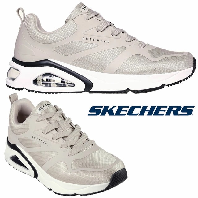スケッチャーズ 厚底 靴 メンズ スニーカー トレスエア ウノ-レボリューションエアリー カジュアルシューズ 紐 ローカット メモリーフォーム ナチュラル SKECHERS 183070 最