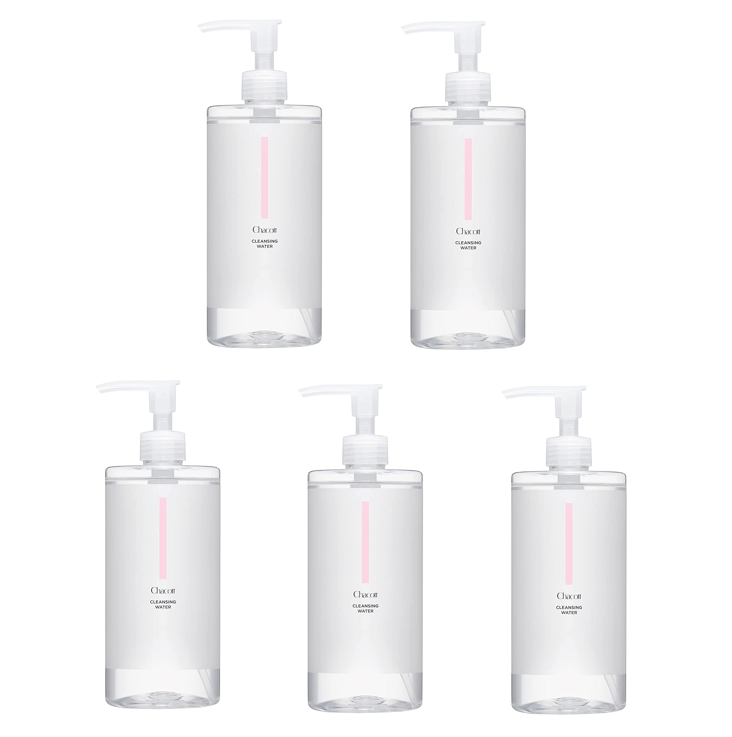 Chacott チャコット クレンジングウォーター ポンプ式 Ｗ洗顔＆化粧水 500ml 001 レディース＆メンズ用 ジェンダーレスコスメ (5個セット)