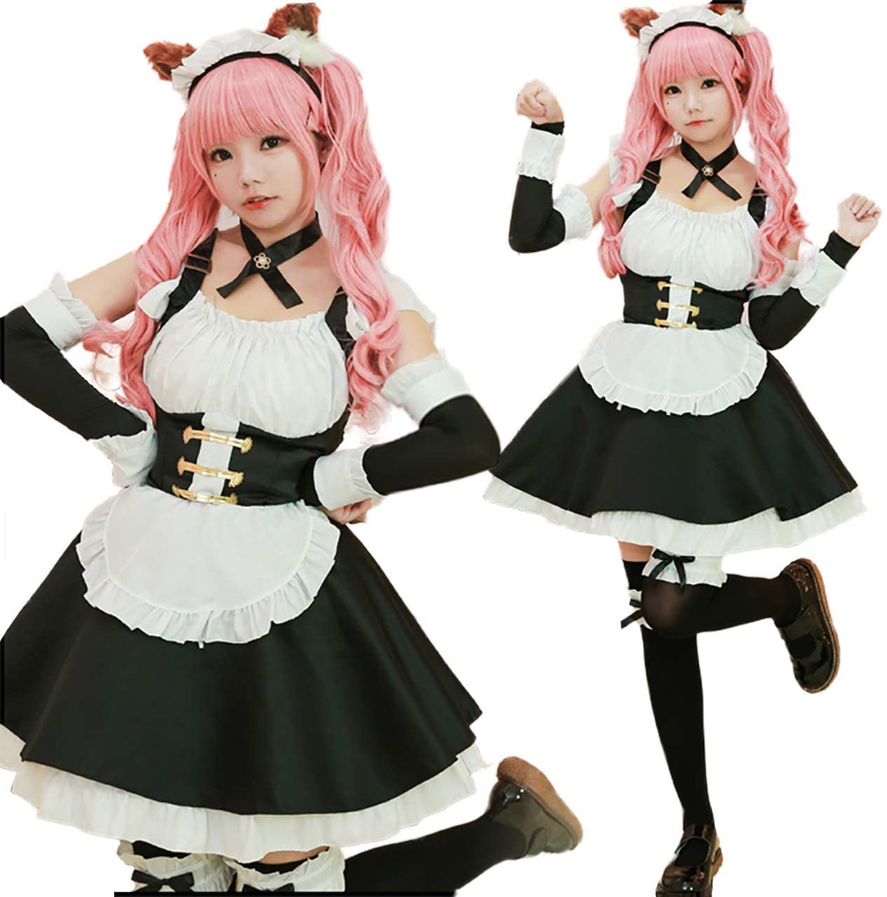 FGO 玉藻前 メイド服 コスプレ ワンピース 白 黒 キャスター キャス狐