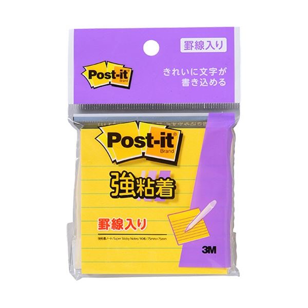 (まとめ) 3M ポスト・イット 強粘着ノートラインノート 75×75mm ビビットイエロー 630SS-YN 1冊 (×30セット)