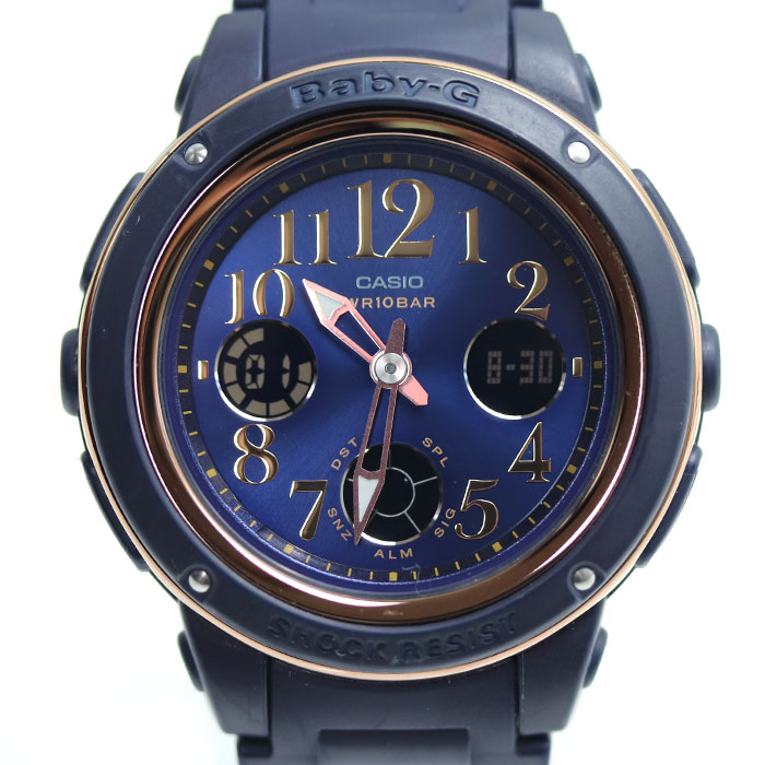 CASIO カシオ Baby-G 腕時計 電池式 ネイビー BGA-150PG-2B2JF レディース 中古