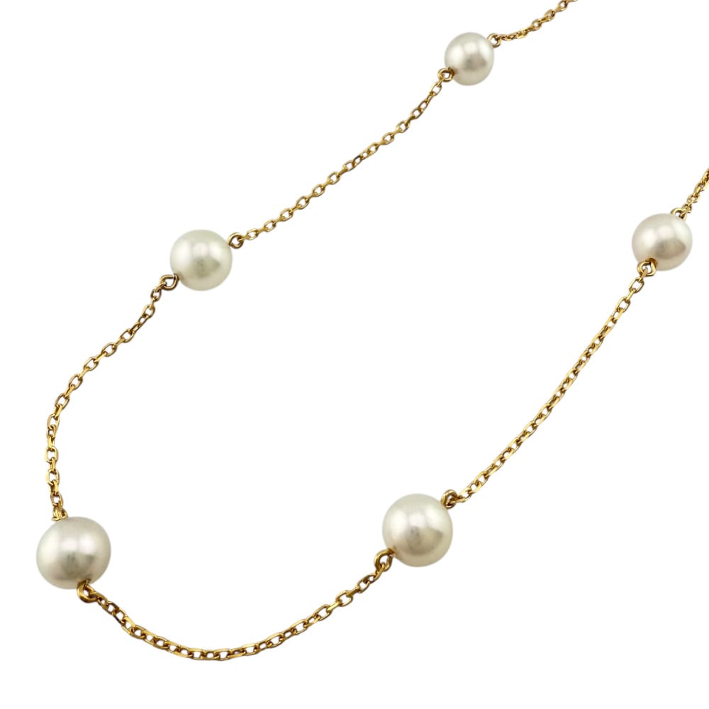 ミキモト ネックレス 18金 K18イエローゴールド アコヤパール MIKIMOTO 中古 美品