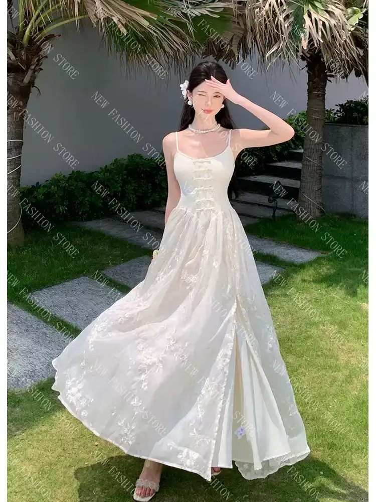 フレンチホワイトキャミソールドレス-85