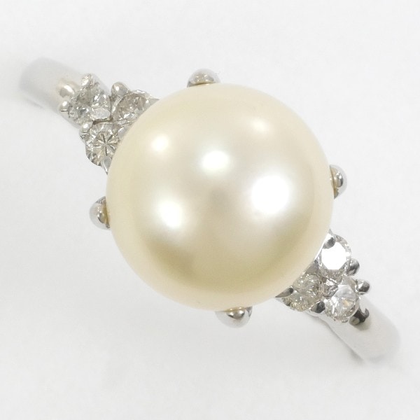 PT900 プラチナ リング 16.5号 パール(真珠) 約9mm ダイヤ 0.15 中古