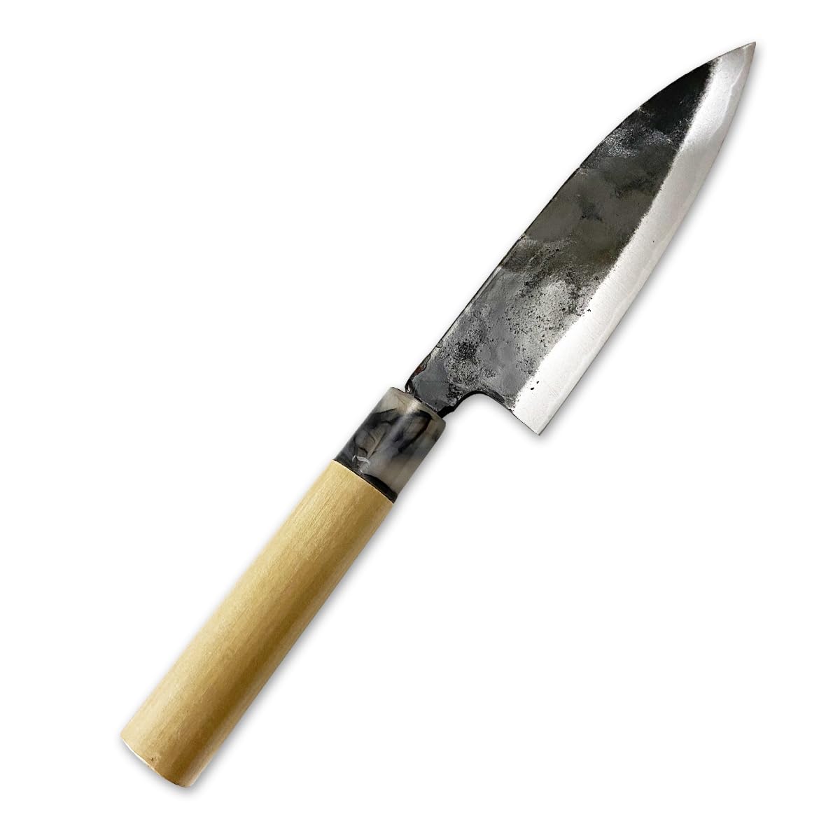 包丁 魚 出刃 中 （ 手打ち ） 両刃 白鋼 刃渡り 165mm (JAPANESE KNIFE/MADE IN JAPAN) 長崎県 伝統的工芸品 松原包丁 日本製その他