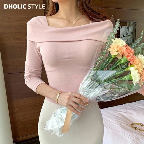 [メガ割りSALE]オフショルダースリム長袖Tシャツ・p517484