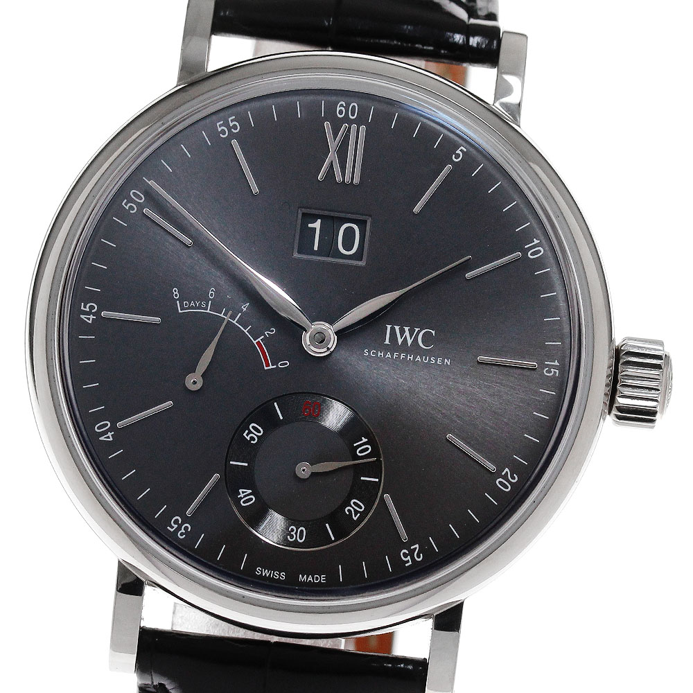 IWC SCHAFFHAUSEN IW516101 ポートフィノ ハンドワインド 8デイズ K18WG ビッグデイト パワーリザーブ 手巻き メンズ 保証書付き_826727【中古】