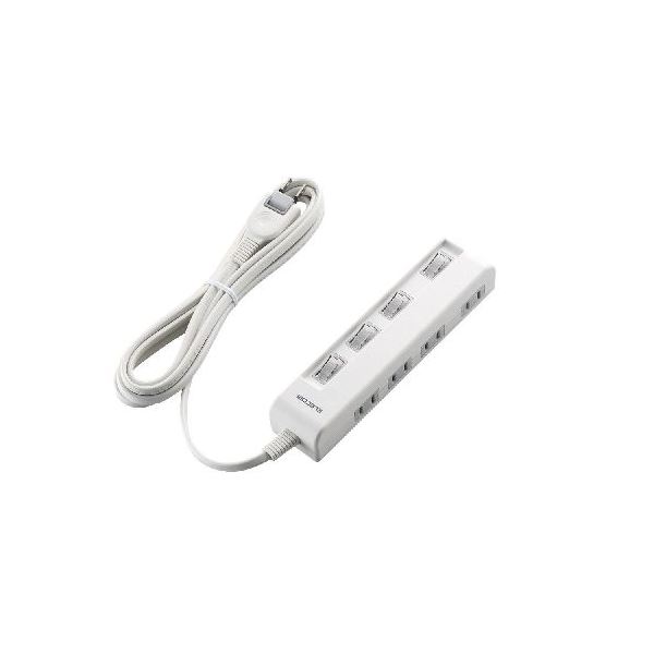 (まとめ)エレコム 個別スイッチ付省エネタップ(横挿しタイプ) T-E5C-2430WH(×3セット)