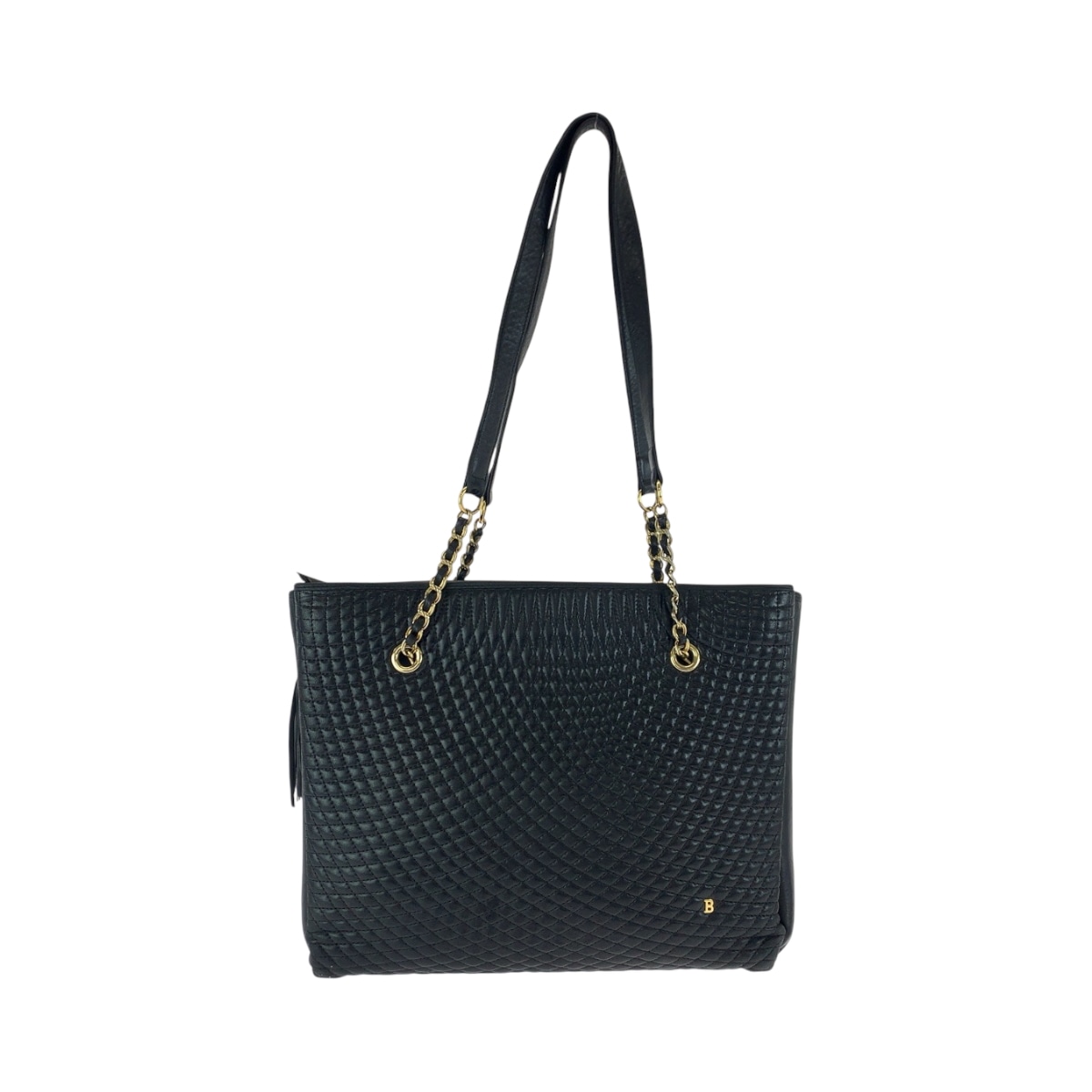 ヴィンテージ キルティング フリンジ ブラック 黒 ゴールド金具 レザー チェーントートバッグ ショルダーバッグ レディース 504854