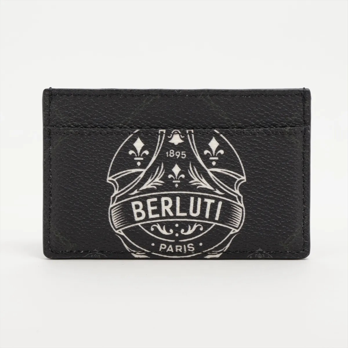 極美品 レザー カードケース 名刺入れ 二つ折り 財布 小銭入れ コンパクト ウォレット ラウンドファスナー コインケース ブラック 黒 メンズ MMM CH50-9 中古