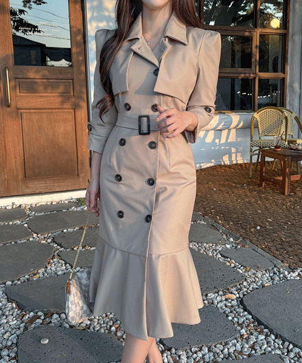 トレンチ ベルト ロング ワンピース