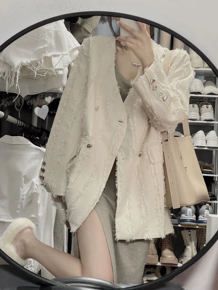 スーツ高級感のある小香風長袖ブレザー婦人春秋服2024デザイン感のある小人数ブレザー30%までに制限