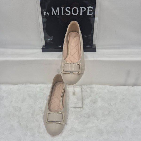 By 女性 四角装飾 フラット シューズ 112HT435SF005 BEIGE 4 JJ