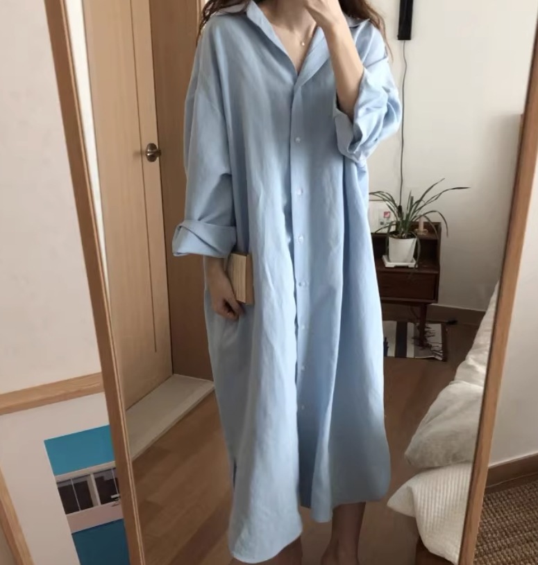 ワンピース デート モテアイテム シャツワンピース ロング丈 長袖 コットン 大人可愛い きれいめ 上品 おしゃれ かっこいい 大人可愛い ラブリー キュート ガーリー クール モード系 セクシー