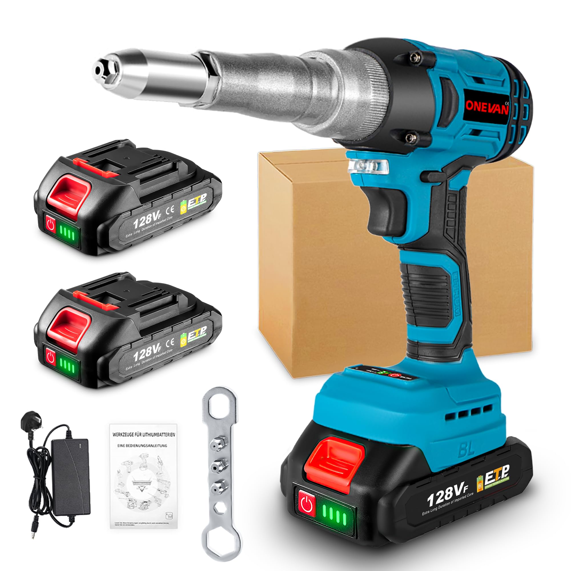 ハンドリベッター 充電式 電動リベットガン 2.4～5.0mm 18V マキタの18Vバッテリー互換可能 軽量 ハンドナッター リベット 工具 1年間保証（本体だけ） 6,639円