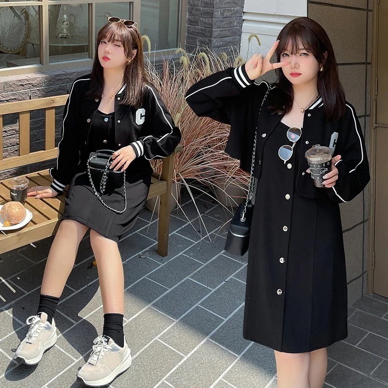 新作 春服二点セットアップレディーストップスアウターキャミソールワンピース韓国ファッション大きいサイズジャケットサロペットスカート キャミワンピース