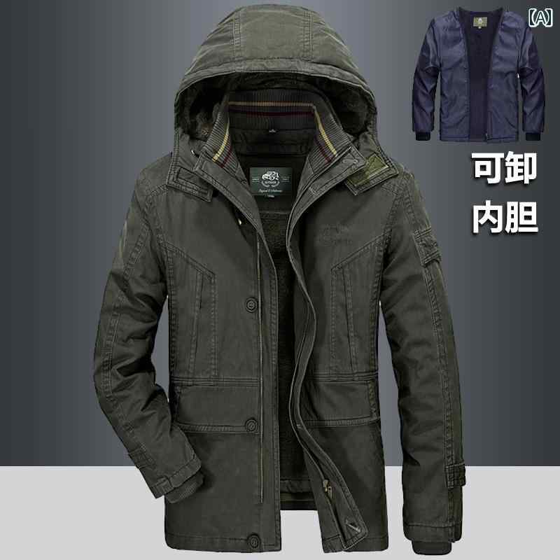 メンズ ファッション 冬 綿入り ジャケット 起毛 厚手 取り外し 可能 ライナー 綿入り ジャケット 大きいサイズ カジュアル ワークウェア 暖かい ジャケット