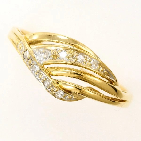 18K YG リング 指輪 17号 ダイヤ 総重量約2.9g ジュエリー 中古