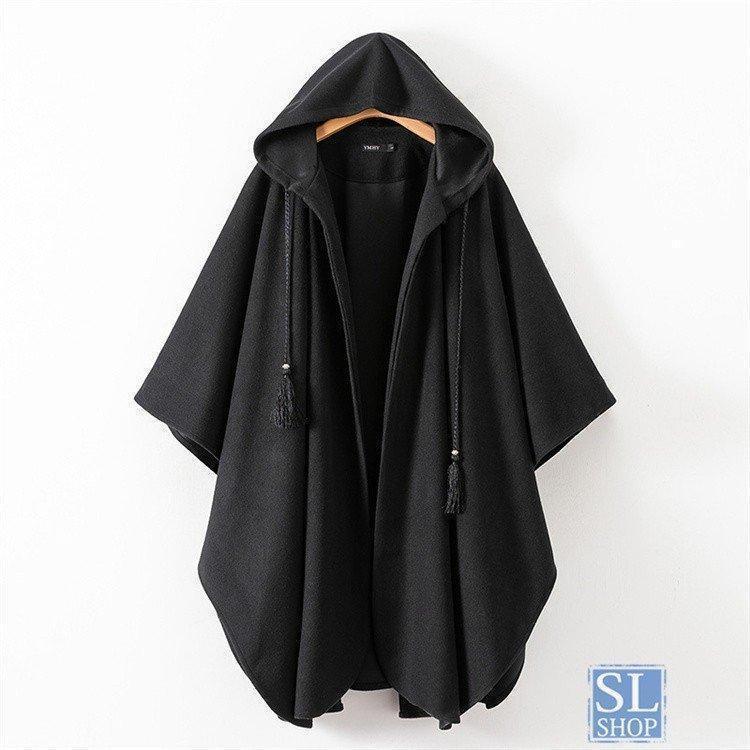 【即納】マントコート レディース メンズ ポンチョ 無地 フード付き ストール ロング丈 ケープ アウター