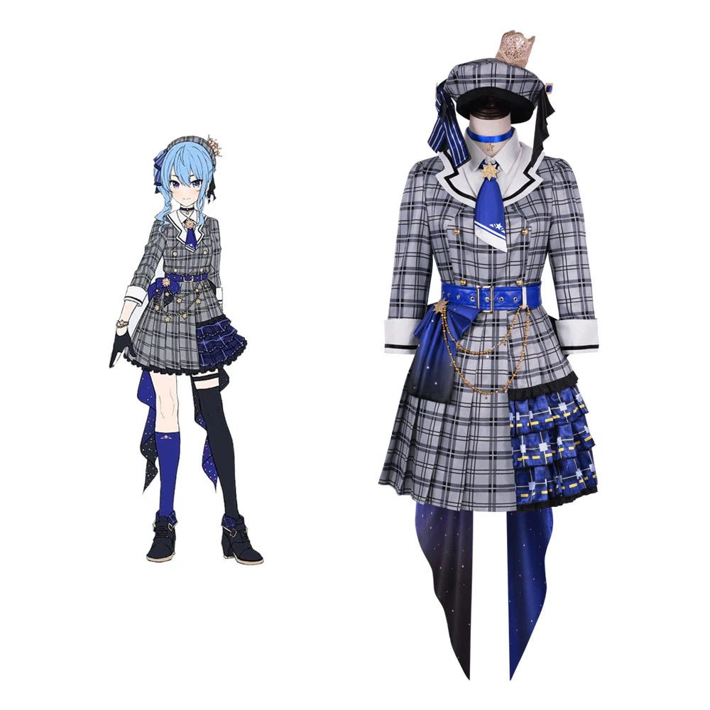 【ハロウィン】2点購入で2O0OFFホロライブバーチャルアイドルVtuberスターストリート彗星チェック柄歌唱ドレス
