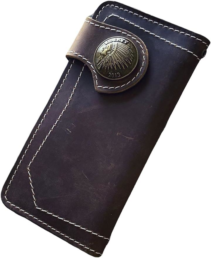 バイカーズウォレット 長財布 ライダースウォレット レザーウォレット 二つ折り メンズ 本革 ヴィンテージ 革財布 牛革 メンズ長財布 ロングウォレット( コンチョインディアン)