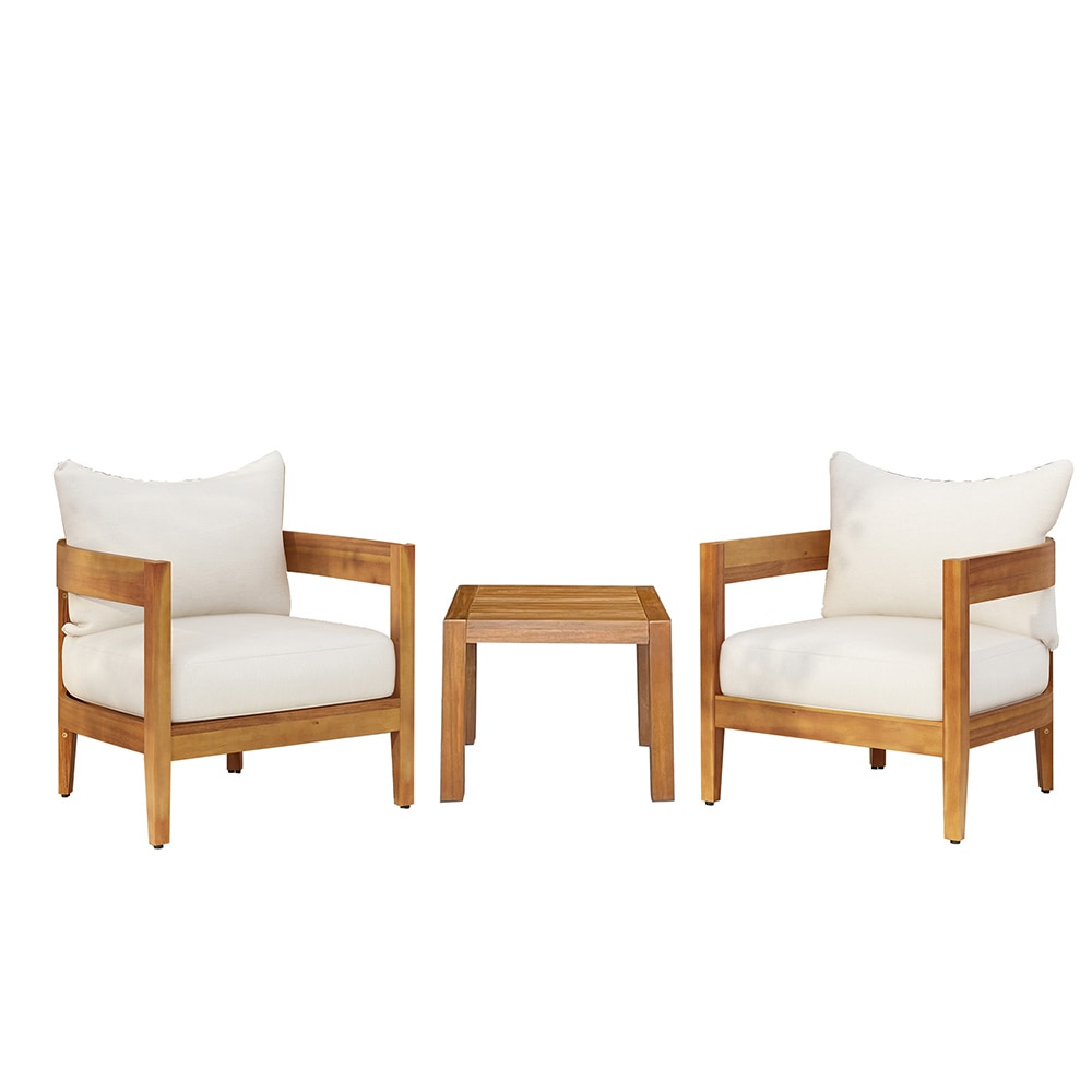 【国内即日発送】ガーデンファーニチャー 3点セット 天然木 屋外用 肘掛け ソファ ガーデンファニチャー ホテル カフェ ベランダ テラス テーブル 家具 高級 おしゃれ【ナチュラル】