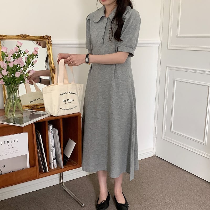 2color レディース ワンピース ブラック グレー 大人可愛い きれいめ 大人 上品 おしゃれ