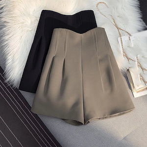 70PCS ハーフパンツ 2025 新作 ハイウエスト カジュアル ショート ワイド スリム見え ゆったり 日常用