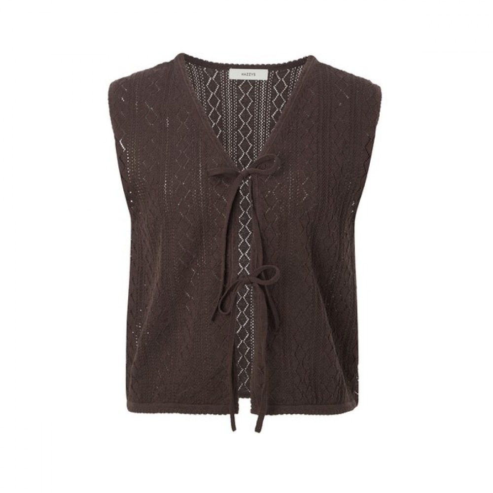 [ヘッジズレディース] 25SS かぎ針編みニットベストブラウン HSSW5BS04W2