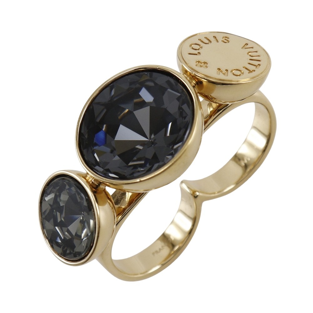 オーバーザレインボー スパークリング ダブルフィンガー ツイストバンド M65256 リング・指輪 金メッキ 14号 グレー 約31.9g レディース 中古品