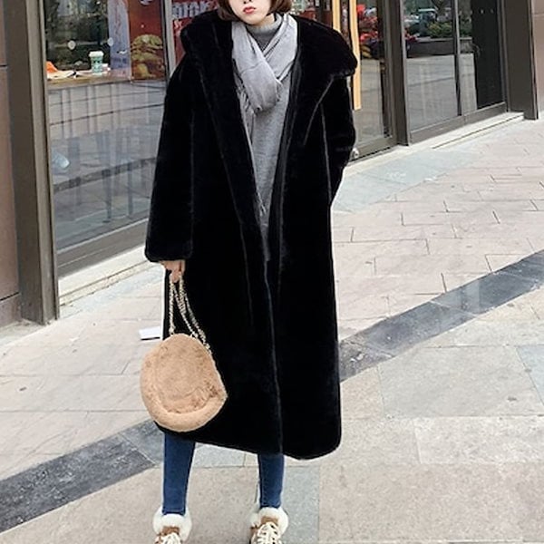 Qoo10] フェイクファー ロング コート アウター