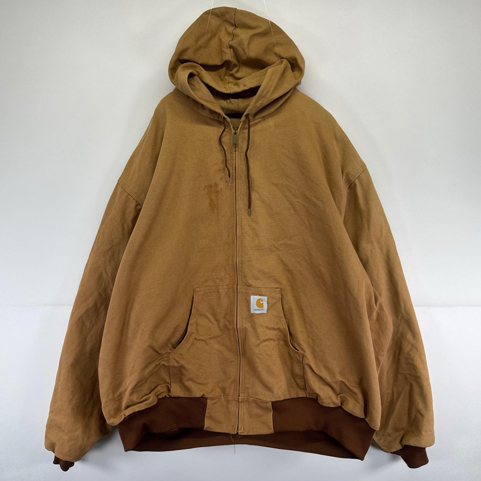 古着 USA製 ジャケット アクティブジャケット パーカー ワーク ワンポイント 大きいサイズ 6XL ブラウン系 メンズ