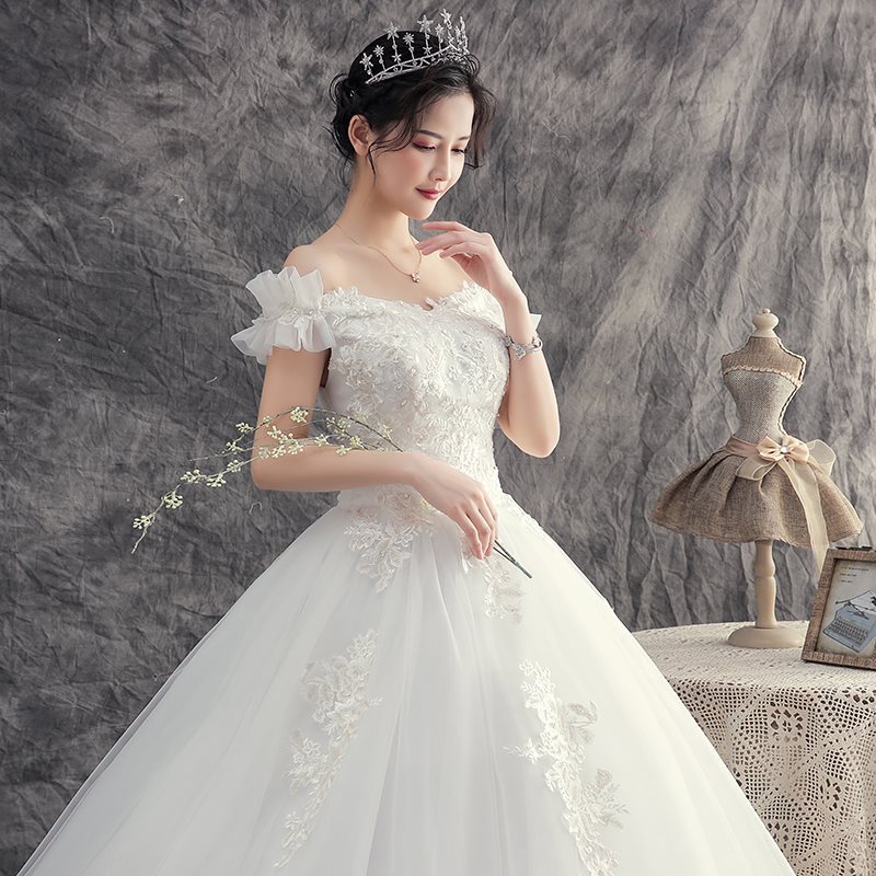 ライトウェディングドレス2025花嫁メインガーニッシュ妊婦小規模なコートスタイルワンショルダーシンガウン