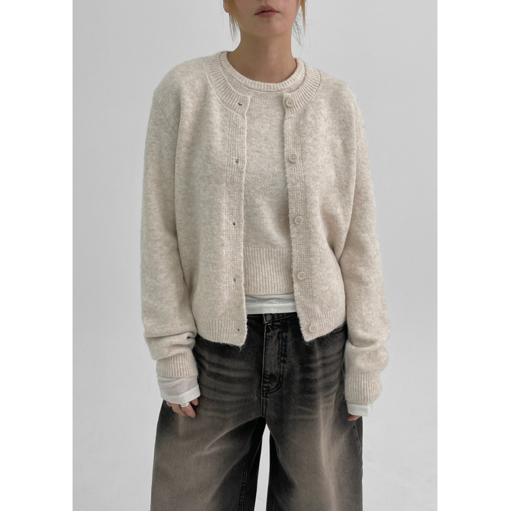 ブラックアップツボネセット-半袖ニットカーディガン