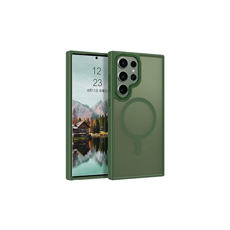 BENTOBEN Galaxy S23 Ultra ケース MagSafe対応 半透明 SC-52D SCG20 マット感 ワイヤレス充電 指紋防止 ストラップホール付き メタル レンズ保護 耐衝撃