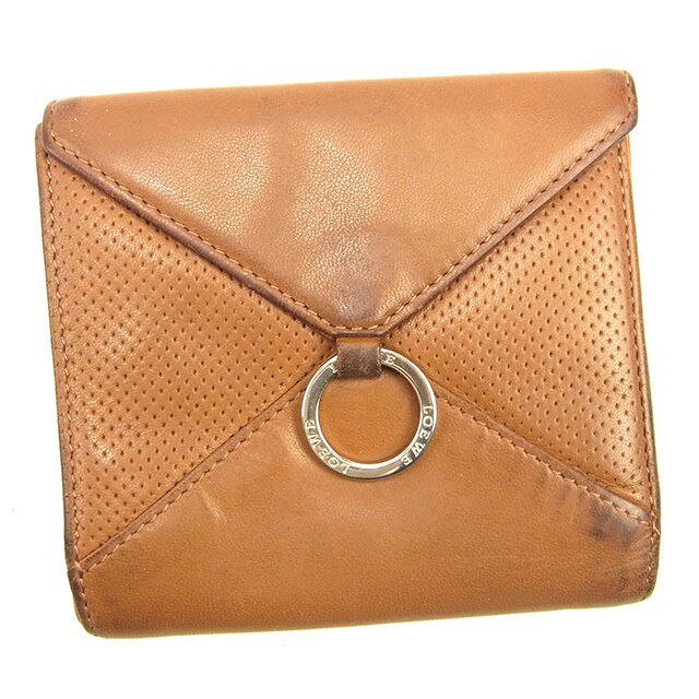 Wホック財布 三つ折り財布 ロゴリング ブラウン シルバー 中古 8,275円