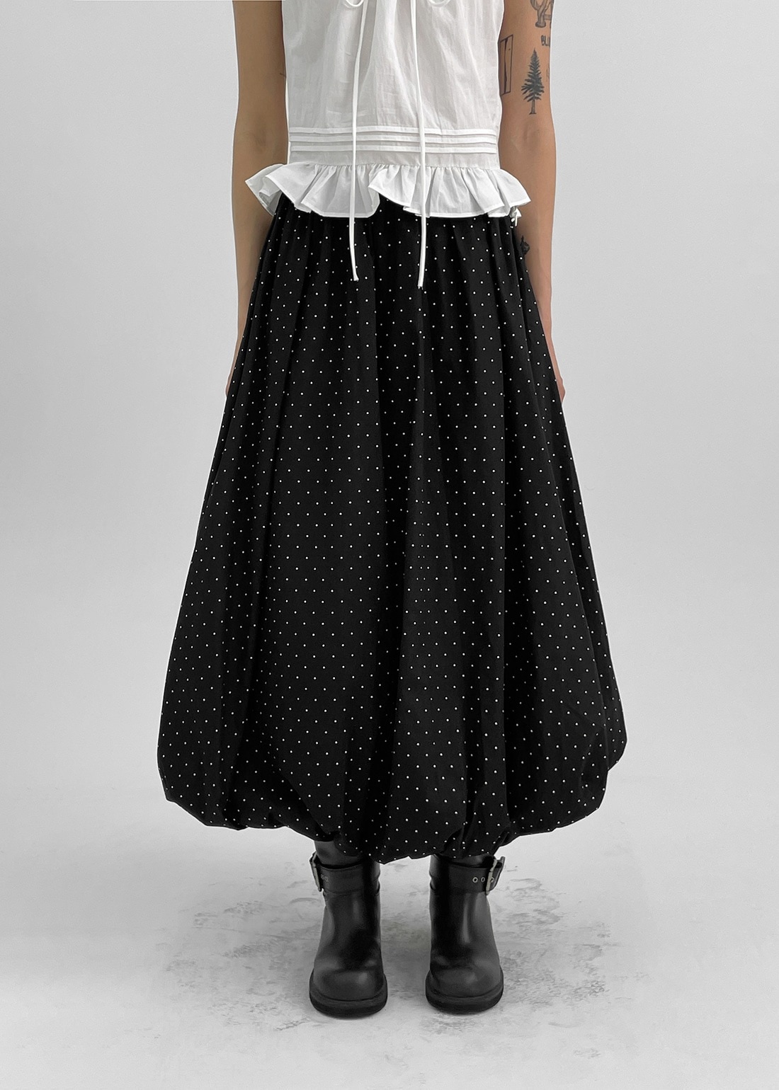 フリーチョドットバルーンロングスカート