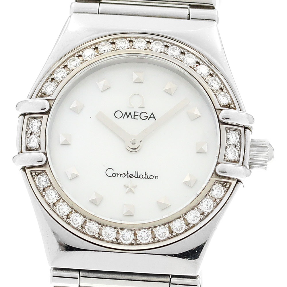 オメガ OMEGA 1465.71 コンステレーション ダイヤベゼル ホワイトシェルダイアル クォーツ レディース _900037【中古】