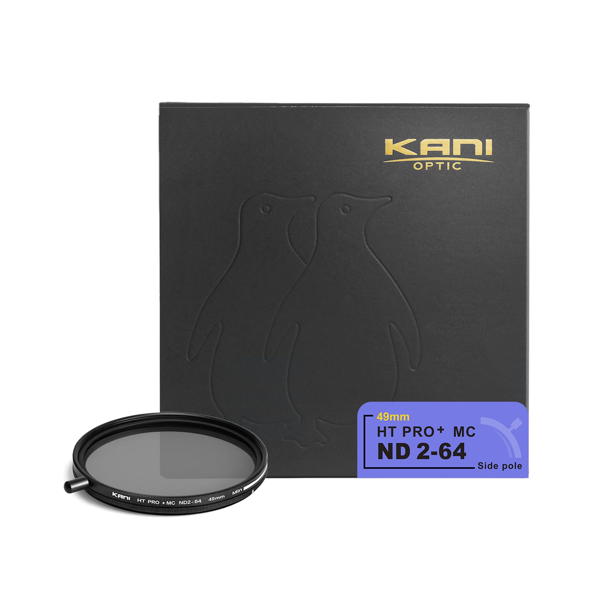 KANI 49mm 可変NDフィルター HT PRO+ MC ND2-64 減光効果最大6絞り分 着脱式調整用ノブ付 高濃度時X状ムラ抑制 低反射 撥水 撥油 防汚 ナノコーティング 809209