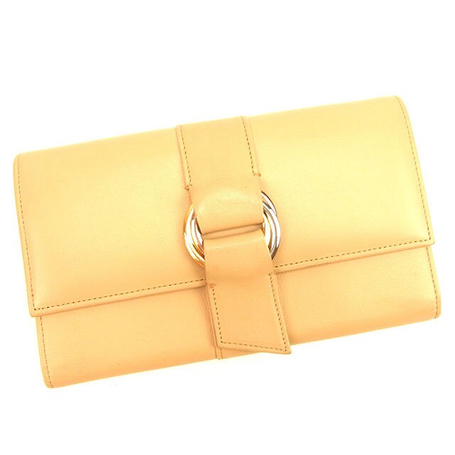 長財布 ３つ折り トリニティ ベージュ ゴールド 中古